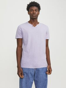 Herren JACK & JONES Basic T-Shirt V-Ausschnitt Kurzarm Jersey Baumwolle Shirt mit Knpfen JJESPLIT