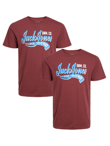 JACK & JONES 2-er Stck Set T-Shirt Rundhals Kurzarm Shirt Logo Print Basic Shortsleeve JJELOGO