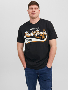 JACK & JONES 2-er Set T-Shirt Logo Print Kurzarm Shirt Rundhals Shortsleeve bergre Plus Size JJELOGO