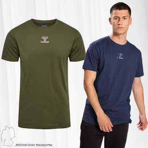 Hummel Logo T-Shirt Training Kurzarm Funktionsshirt Sport Rundhals Shirt Stretch Oberteil aus Baumwolle HMLACTIVE
