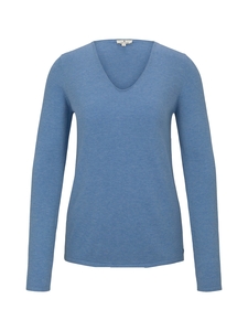 Tom TAILOR Damen Dnner Strickpullover Knitted Basic Stretch Sweater Langarm V-Ausschnitt Shirt