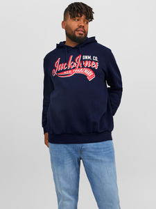 JACK&JONES Hoodie Plus Size Sweater mit Logo Print Kapuzen Pullover Sweatshirt JJELOGO