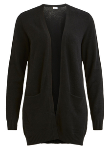 VILA Damen Basic Cardigan Stretch Feinstrick Jacke mit Taschen Cozy Knit Jacket ohne Verschluss VIRIL