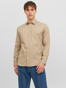 JACK&JONES Hemd Slim Fit Business Shirt Weiches Langarm Twill Oberteil aus Baumwolle JJEGINGHAM