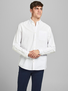 JACK&JONES Hemd Slim Fit Business Shirt mit Brusttasche Weiches Langarm Twill Oberteil JJEOXFORD