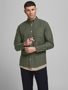 JACK&JONES Hemd Slim Fit Business Shirt mit Brusttasche Weiches Langarm Twill Oberteil JJEOXFORD