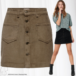 ONLY Mini Cord Rock Kurzer High Waist Skirt mit Knopfleiste und Fronttaschen ONLAMAZING