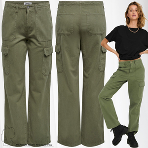 ONLY Cargo Hose Weite Lockere Twill Pants High Waist Jeans Casual Trousers aus Baumwolle ONLMALFY