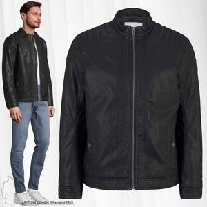 TOM TAILOR Kunstlederjacke mit Steppungen Biker knstliche Leder Jacke Regular Fit fake leather jacket