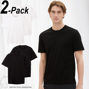 TOM TAILOR Basic T-Shirt 2-er Stck Pack Uni Kurzarm Rundhals Oberteil Set aus Baumwolle T-Shirts