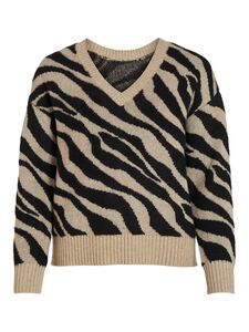 Kuscheliger Strickpullover Zebra Animal Muster V-Neck Sweater VIRIL