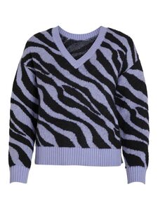 Kuscheliger Strickpullover Zebra Animal Muster V-Neck Sweater VIRIL