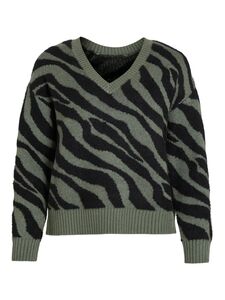 Kuscheliger Strickpullover Zebra Animal Muster V-Neck Sweater VIRIL