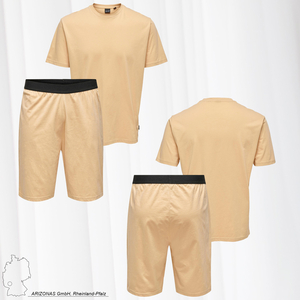 O&S 2-Teiliger Pyjama Schlafanzug Kurzarm T-Shirt Oberteil & Hose Loungewear aus Baumwolle ONSBILLY