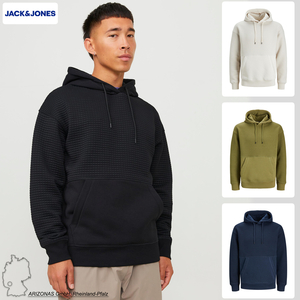 JACK & JONES Struktur Hoodie Kapuzen Sweater Basic Pullover Sweatshirt JCOBLACK