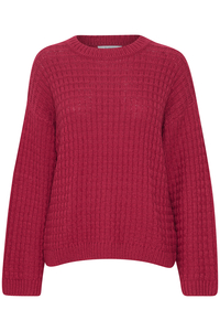b.young Damen Grobstrick Pullover Sweater mit Abgesetzten Schultern Dropped Shoulder Ripp Muster