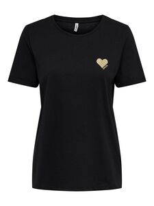 Einfarbiges T-Shirt mit Brand Herz Basic Kurzarm Rundhals Top ONLKITA