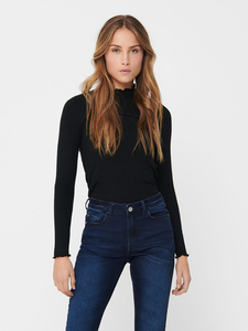 D�nnes Langarm Shirt Basic Stretch Rundhals Stehkragen Longsleeve