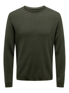 ONLY & SONS Herren Lssiger Pullover Feinstrick Design Longsleeve Sweater Gepunktet ONSTAPA