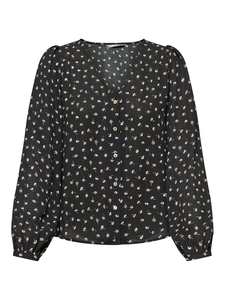 ONLY Damen Langarm Print Bluse V-Ausschnitt Business Tunika Top Muster Basic Oberteil ONLSONJA