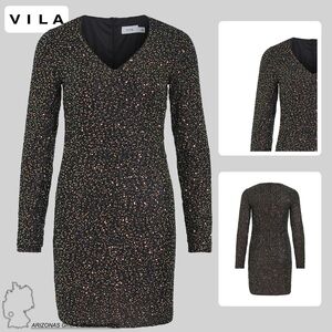 Pailletten Kleid Eleganter Langarm Midi Long Dress VISCARA 