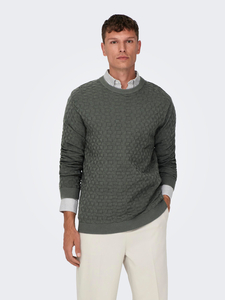 Lssiger Pullover Gerippter Karo Feinstrick Longsleeve Design Muster Sweater 