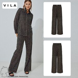 Weite Stoff Hose mit Pailletten Elegante Marlene Pants VISCARA
