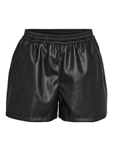 NOISY MAY Damen Coated Hot Pants PU Shorts Leder Optik Beschichtete Kurze Stoff Hose NMANDY