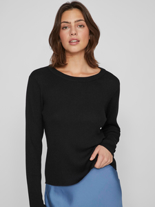 VILA Gerippter Damen Longsleeve Pullover Stretch Feinstrick Shirt Dnner Sweater VIABELLA 