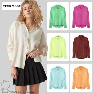 Oversized Hemdbluse Seidig Legeres Oberteil Shirt VMQUEENY 
