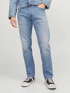 JACK & JONES Herren Jeans Basic Stonewashed Design Regular Denim Hose mit Knopfleiste JJIMIKE