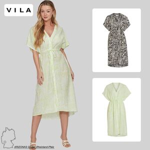 Legeres Maxi Blusenkleid Crepe Design Midi Kleid Dress VILIMIA