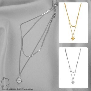 Schlangen Halskette Layering Design mit Medaillon Anh�nger aus Edelstahl