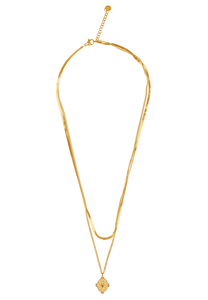 ANELY Schlangen Halskette Layering Design mit Medaillon Anhnger Modeschmuck aus Edelstahl