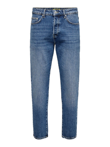 ONLY & SONS Herren Denim Jeans Regular Fit 5-Pocket Style Hose Verkrzt mit Knopfleiste ONSYOKE