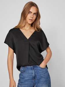 Satin Bluse Gl�nzendes Kurzarm Shirt Top Oberteil VIELLETTE 
