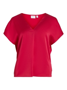 Satin Bluse Gl�nzendes Kurzarm Shirt Top Oberteil VIELLETTE 