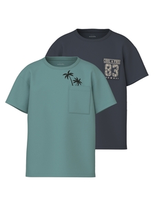 NAME IT Kinder Shirt Set Trendige T-Shirts aus weichem Jersey 2er-Pack Jungen Design Oberteil