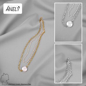 Layering Halskette mit Perlmutt Stein Anh�nger Modeschmuck