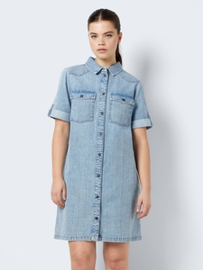 Kurzarm Midi Denim Blusenkleid