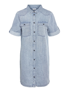 Kurzarm Midi Denim Blusenkleid