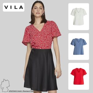 Lockeres Blusen Shirt mit Volant Schultern Modisches Kurzarm Top V-Neck