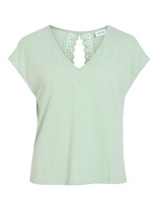 Legeres Blusen Shirt mit Spitzen Details V-Ausschnitt Modisches Kurzarm Top