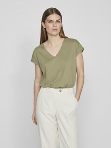 Legeres Blusen Shirt mit Spitzen Details V-Ausschnitt Modisches Kurzarm Top