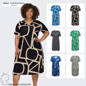 Kleid Plus Size V-Ausschnitt Kurzarm Midi Sommer Dress