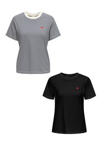 T-Shirt 2er-Set Rundhals Kurzarn lockeres Baumwolle Shirt