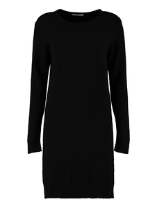 Langarm Strickkleid Long Shirt Feinstrick Rundhalsausschnitt