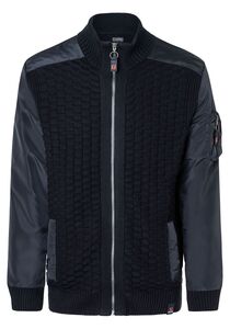 Strick-Bomberjacke 3D-Schachbrettmuster Turtleneck
