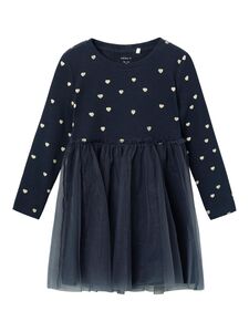 Kleid Regular Fit T�ll-Detail Langarm knielang