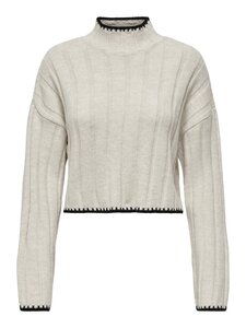 Strickpullover gerippt Langarm kurz tiefe Schultern